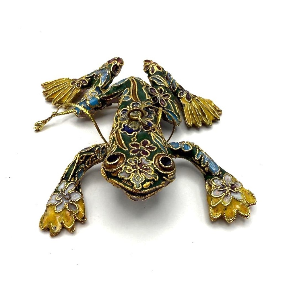 Cloisonne Enamel Frog Figurine – Asian Vintage Figurine Gift